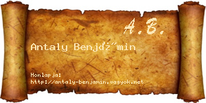 Antaly Benjámin névjegykártya